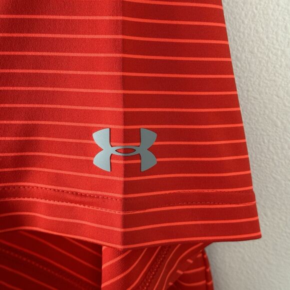 Under Armour Polo Shirts Men's Size 3XL Red Stripe Logo Heat Gear Loose Fit Golf - Picture 4 of 5